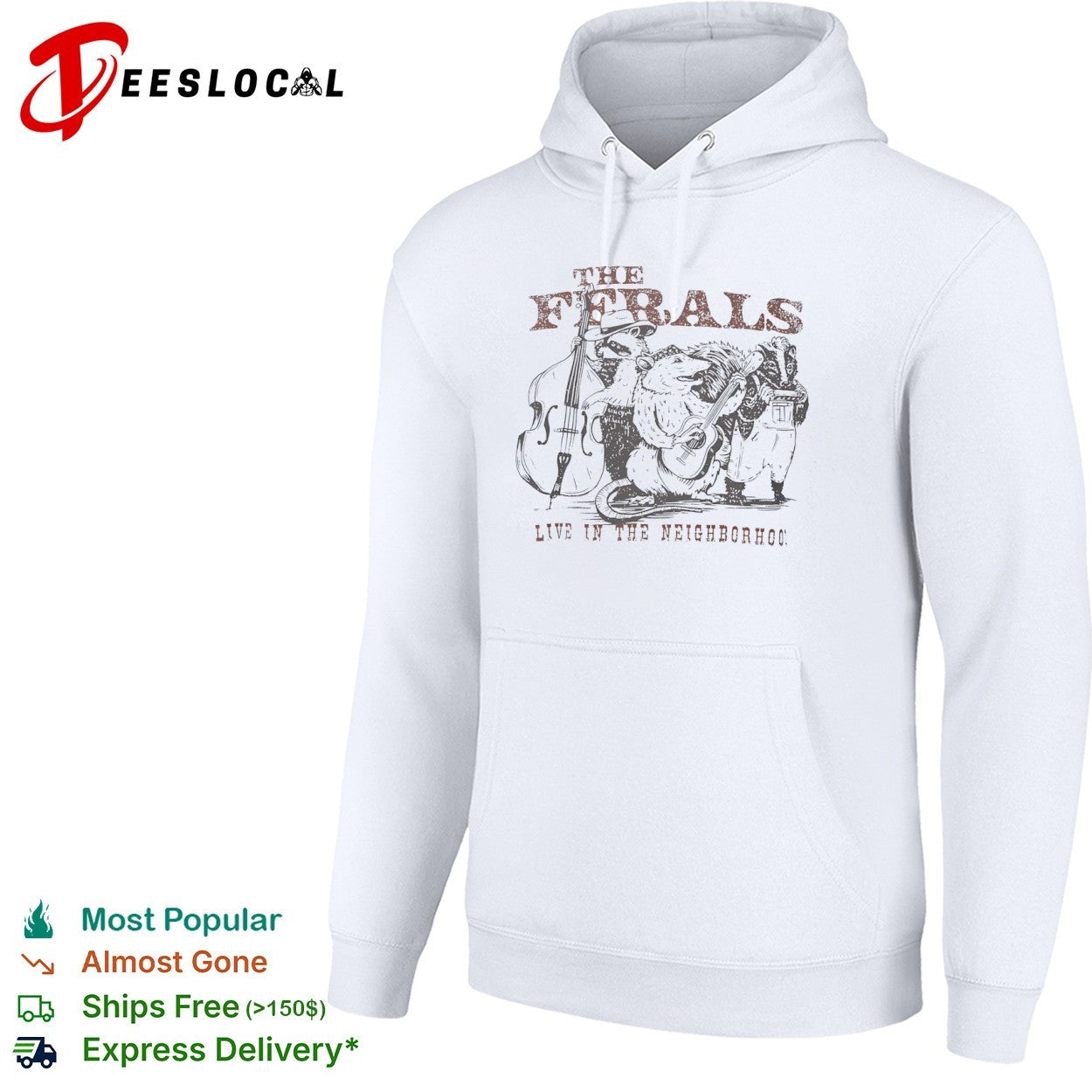 The Ferals live in the neighborhood raccoon opossum skunk bluegrass band shirt