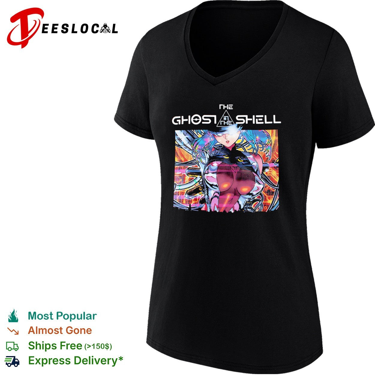 The Ghost in the Shell Major Motoko Kusanagi Cyberpunk Anime shirt