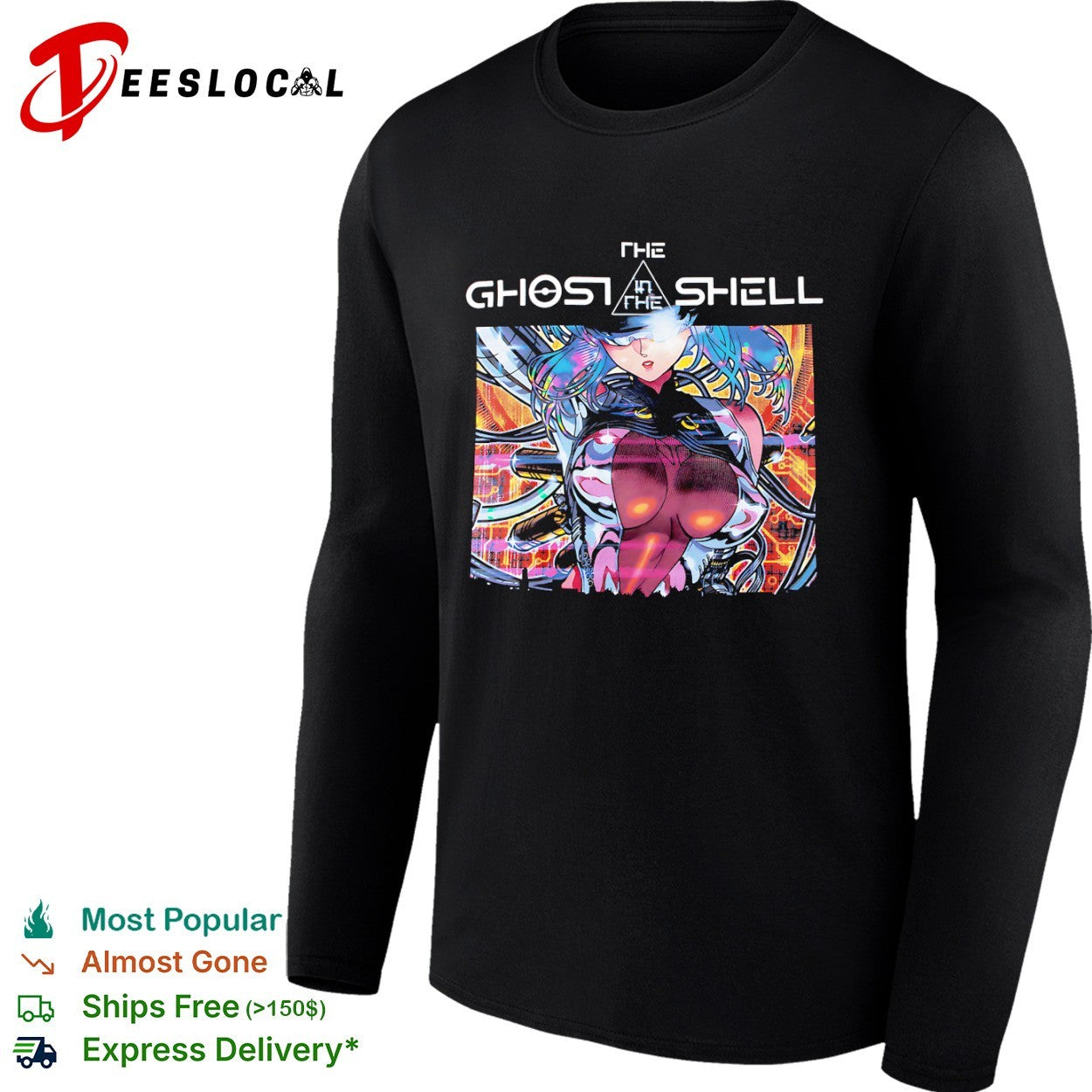 The Ghost in the Shell Major Motoko Kusanagi Cyberpunk Anime shirt