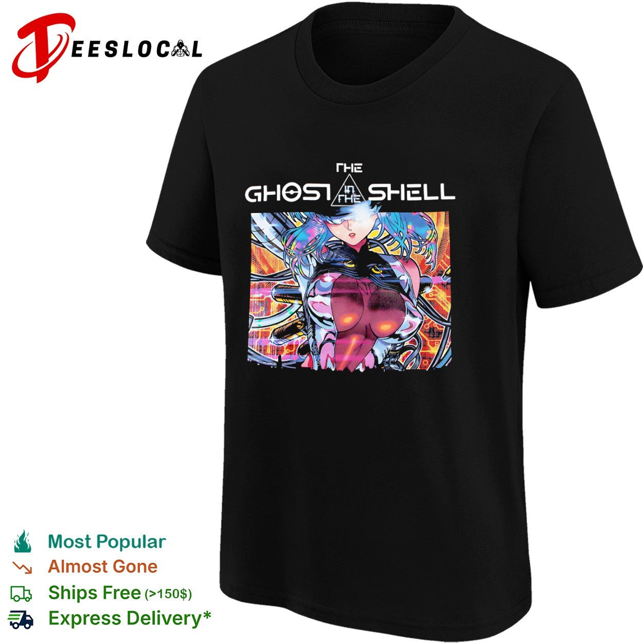 The Ghost in the Shell Major Motoko Kusanagi Cyberpunk Anime shirt