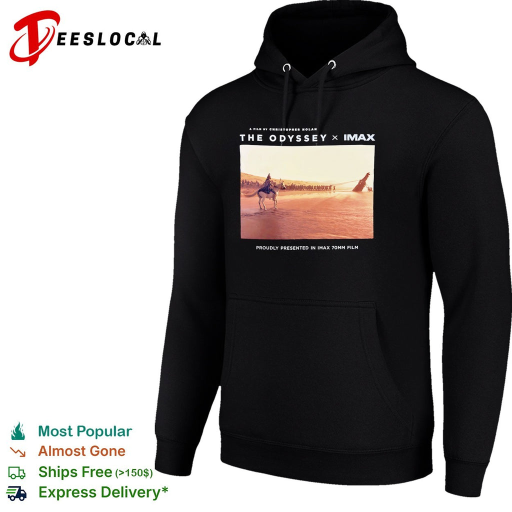 The Odyssey Christopher Nolan IMAX 70mm film people pulling statue on beach horse shirt