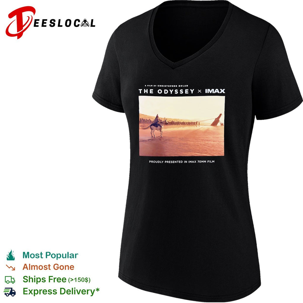 The Odyssey Christopher Nolan IMAX 70mm film people pulling statue on beach horse shirt