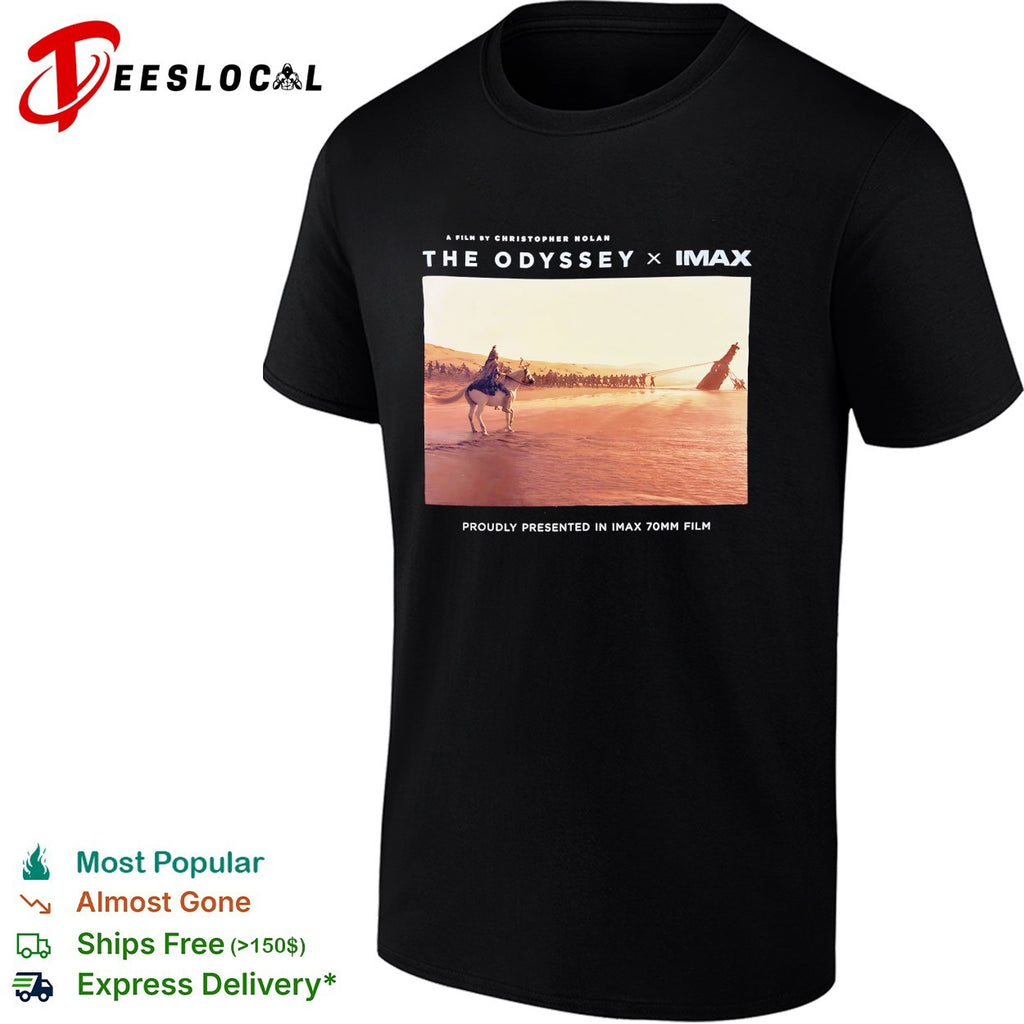 The Odyssey Christopher Nolan IMAX 70mm film people pulling statue on beach horse shirt