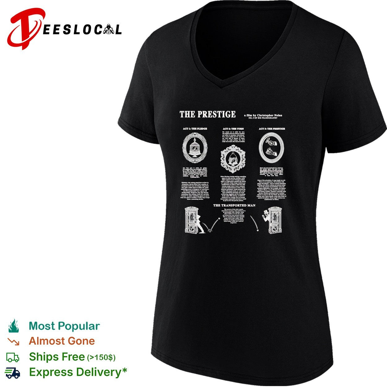 The Prestige Christopher Nolan film pledge turn transported man infographic shirt