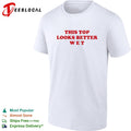 This top looks better wet red text shirt