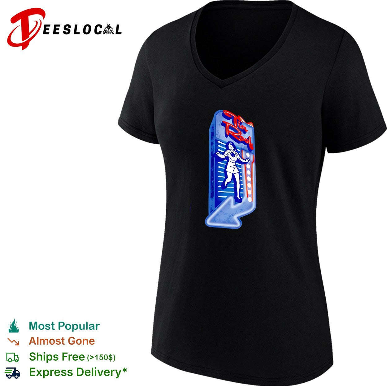 Tin Roof neon sign dancing woman bar shirt