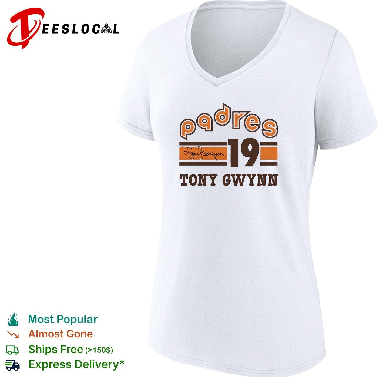 Tony Gwynn San Diego Padres number 19 signature retro shirt