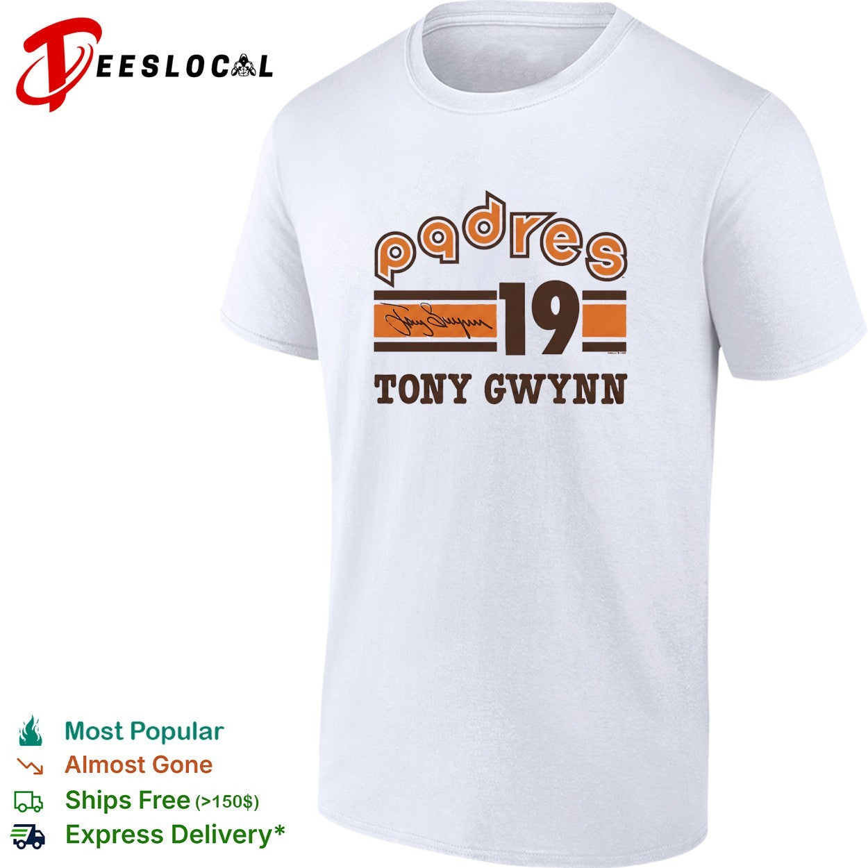 Tony Gwynn San Diego Padres number 19 signature retro shirt