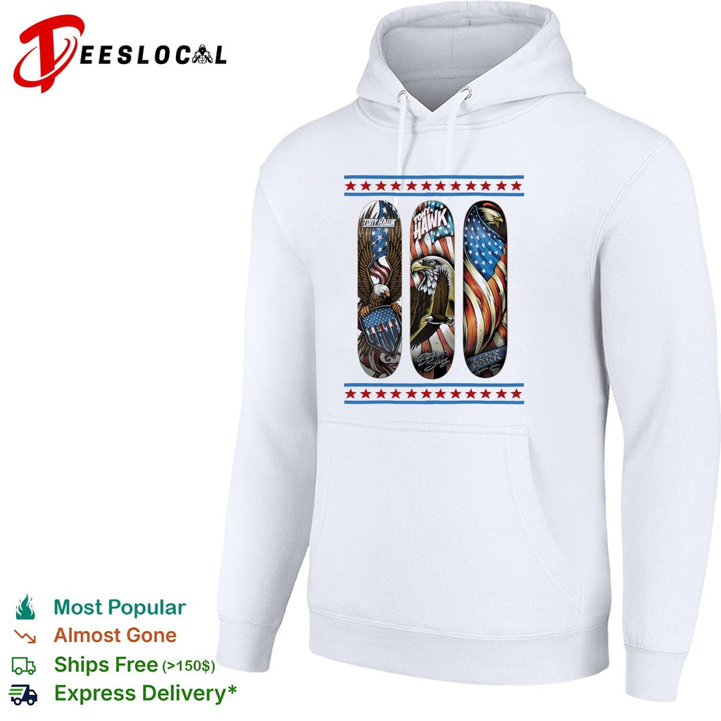 Tony Hawk signature series skateboard eagle American flag shirt