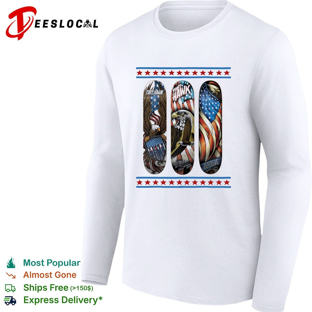 Tony Hawk signature series skateboard eagle American flag shirt
