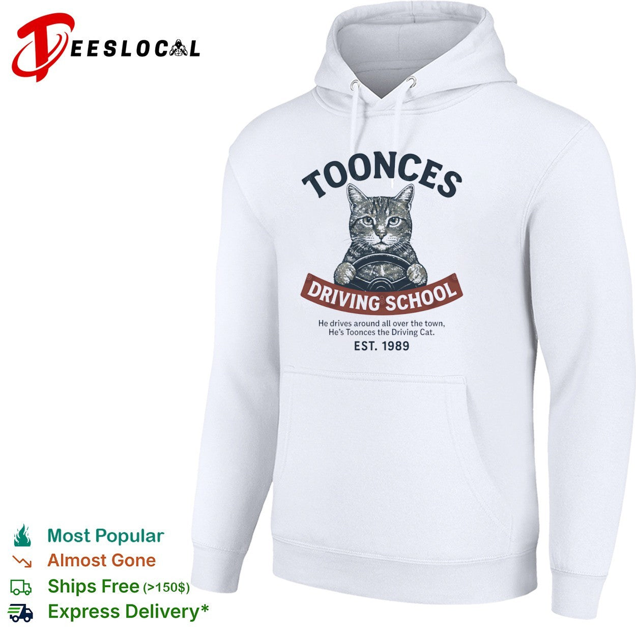 Toonces the driving cat driving school est 1989 graphic shirt