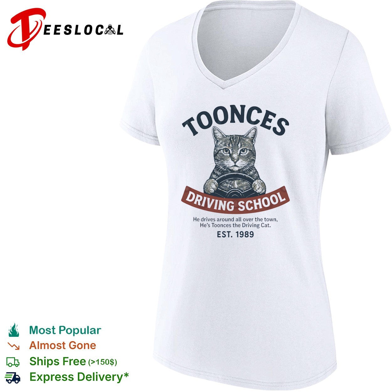 Toonces the driving cat driving school est 1989 graphic shirt