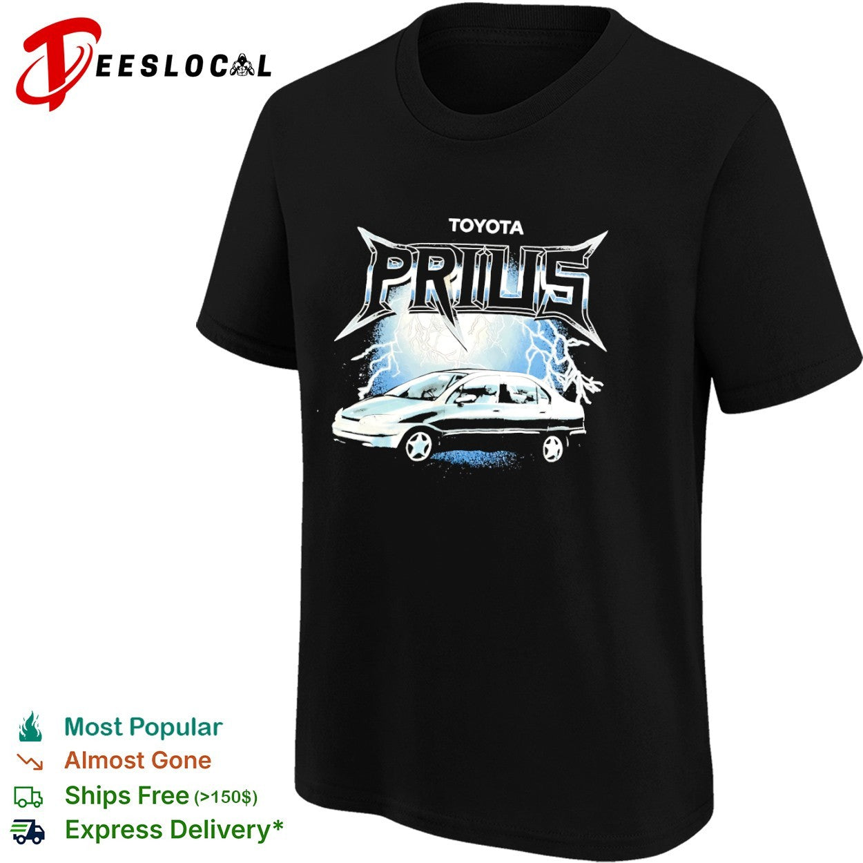 Toyota Prius heavy metal lightning car graphic shirt