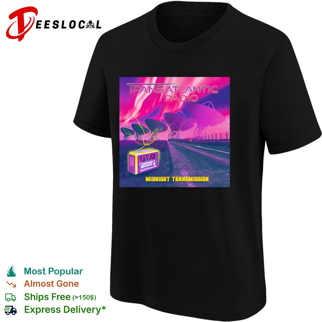 Transatlantic Radio Midnight Transmission satellite dishes shirt