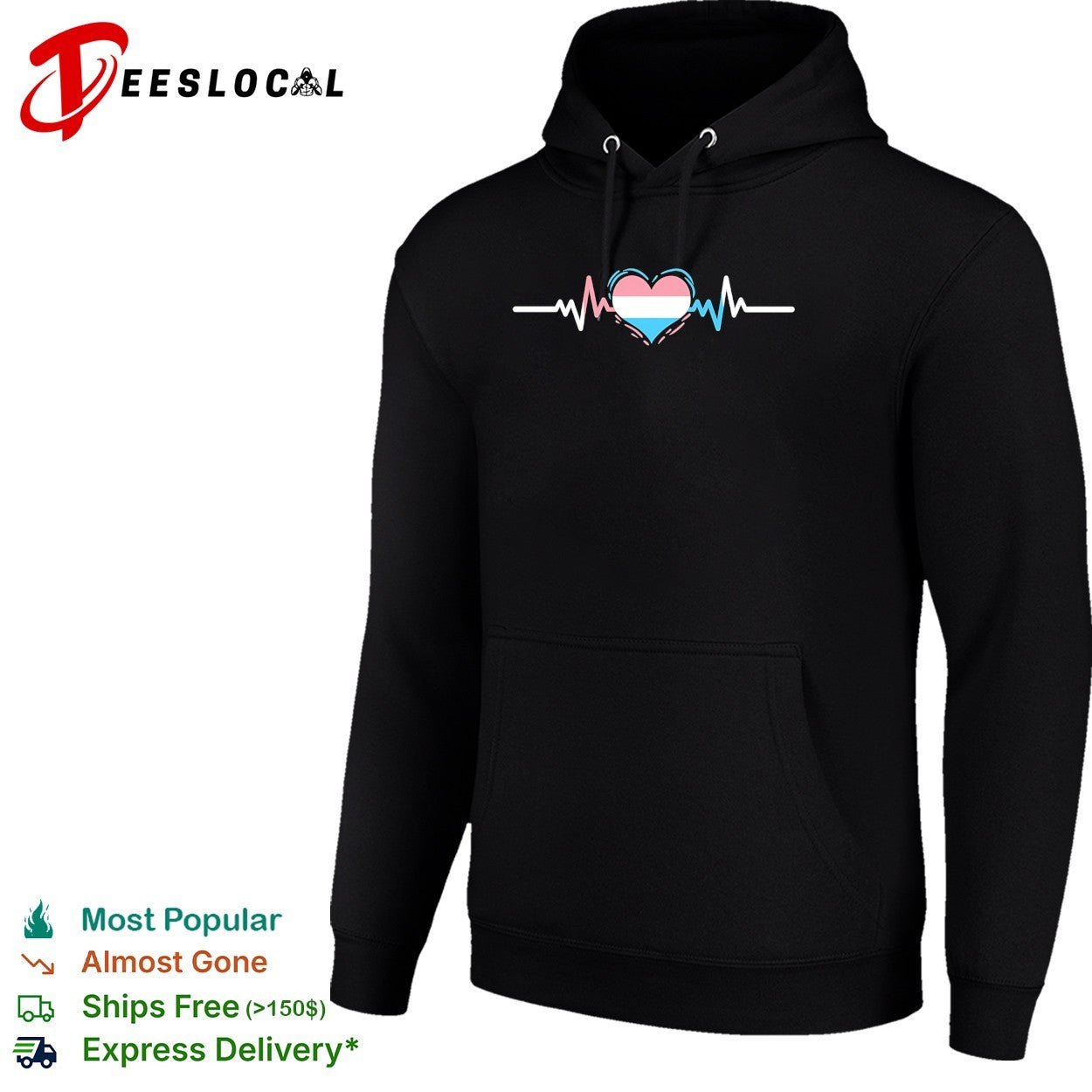 Transgender pride flag heart heartbeat line shirt