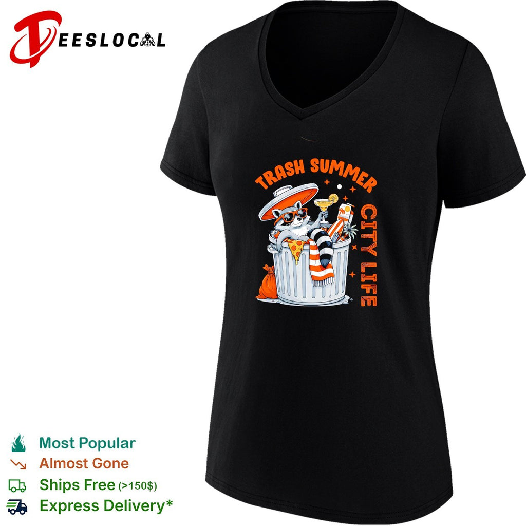 Trash Summer City Life Raccoon funny shirt