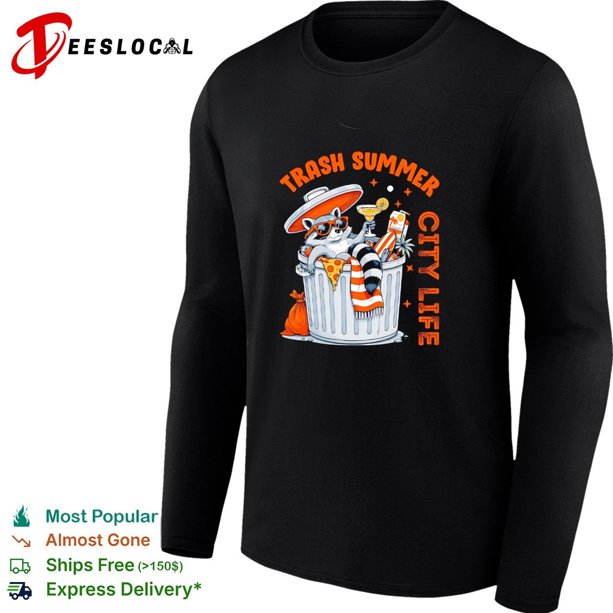 Trash Summer City Life Raccoon funny shirt