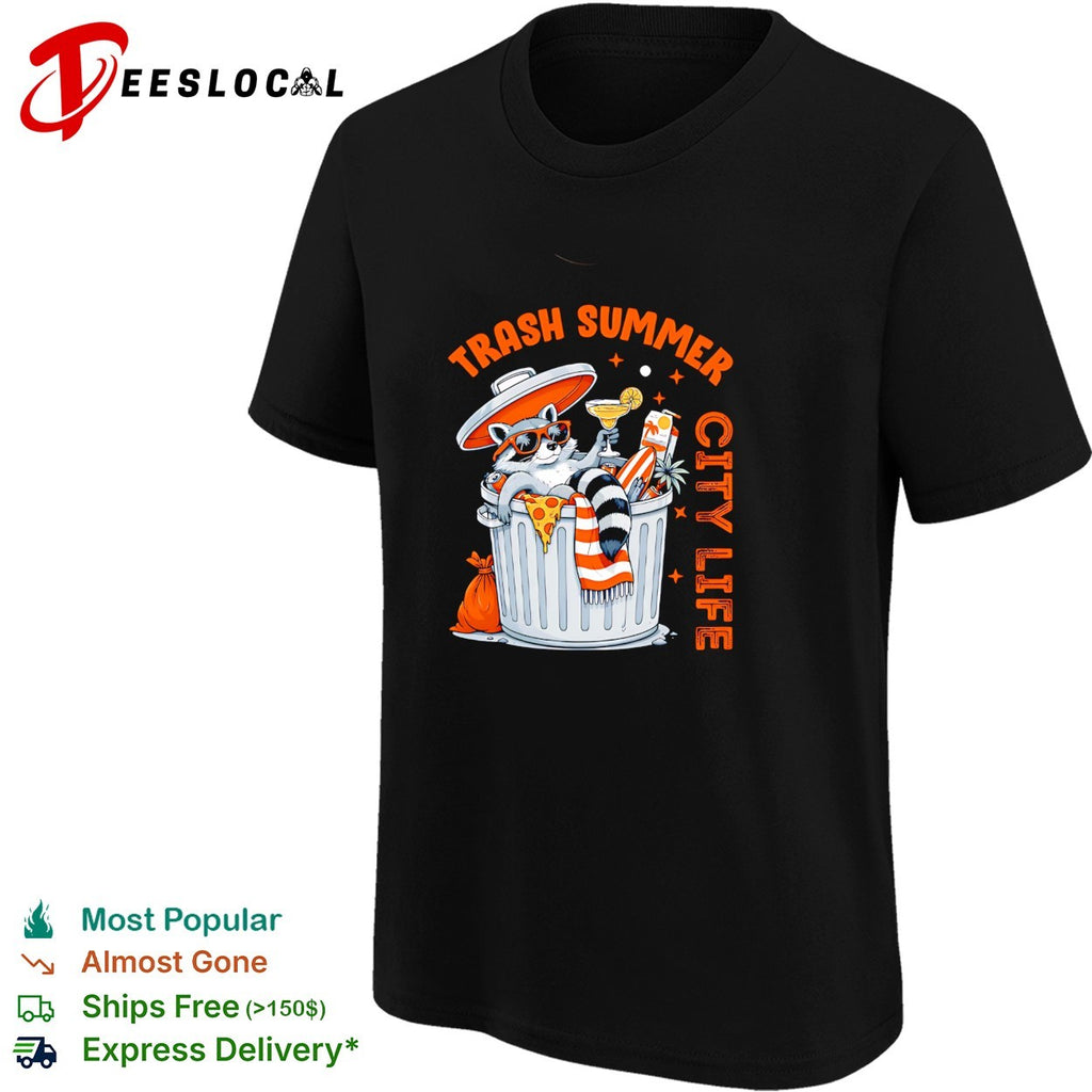 Trash Summer City Life Raccoon funny shirt