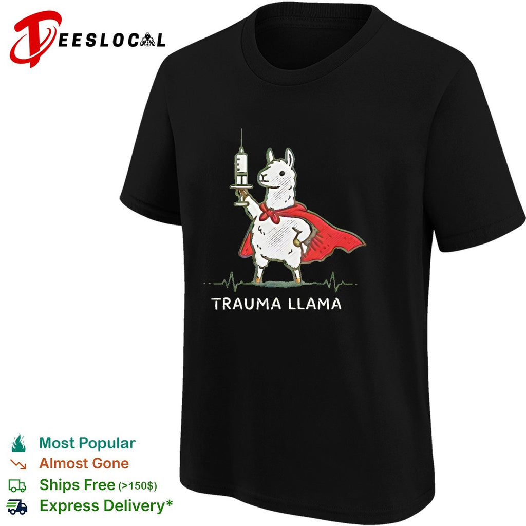 Trauma llama superhero holding syringe medical nurse shirt