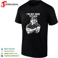 Trevor Rogers wearing I’m Not Here To Talk shirt