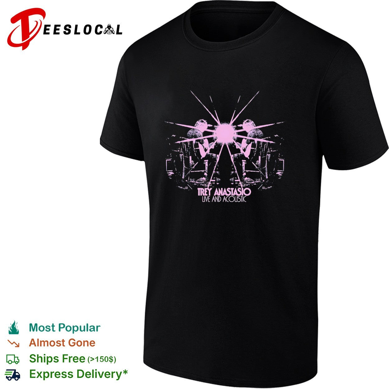 Trey Anastasio live and acoustic guitarist shirt