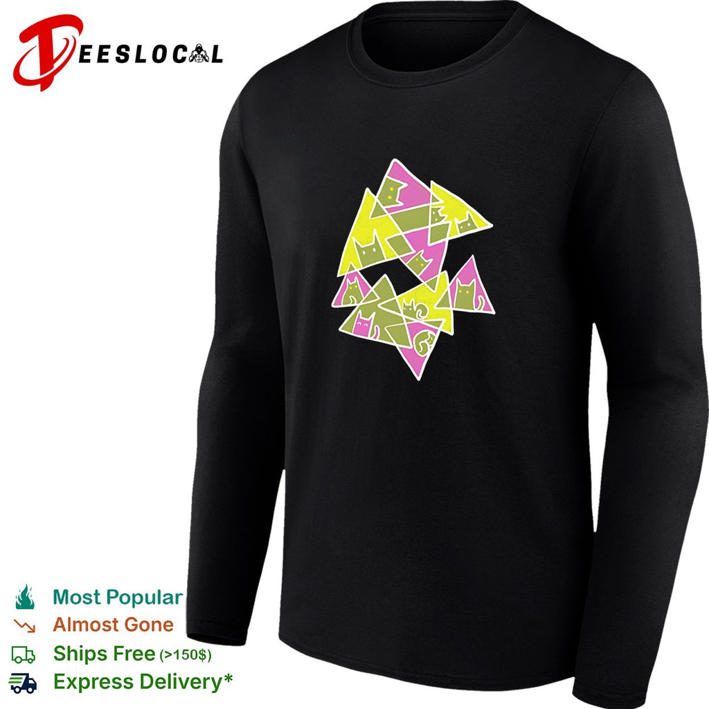 Triangular Cat Warp retro shirt