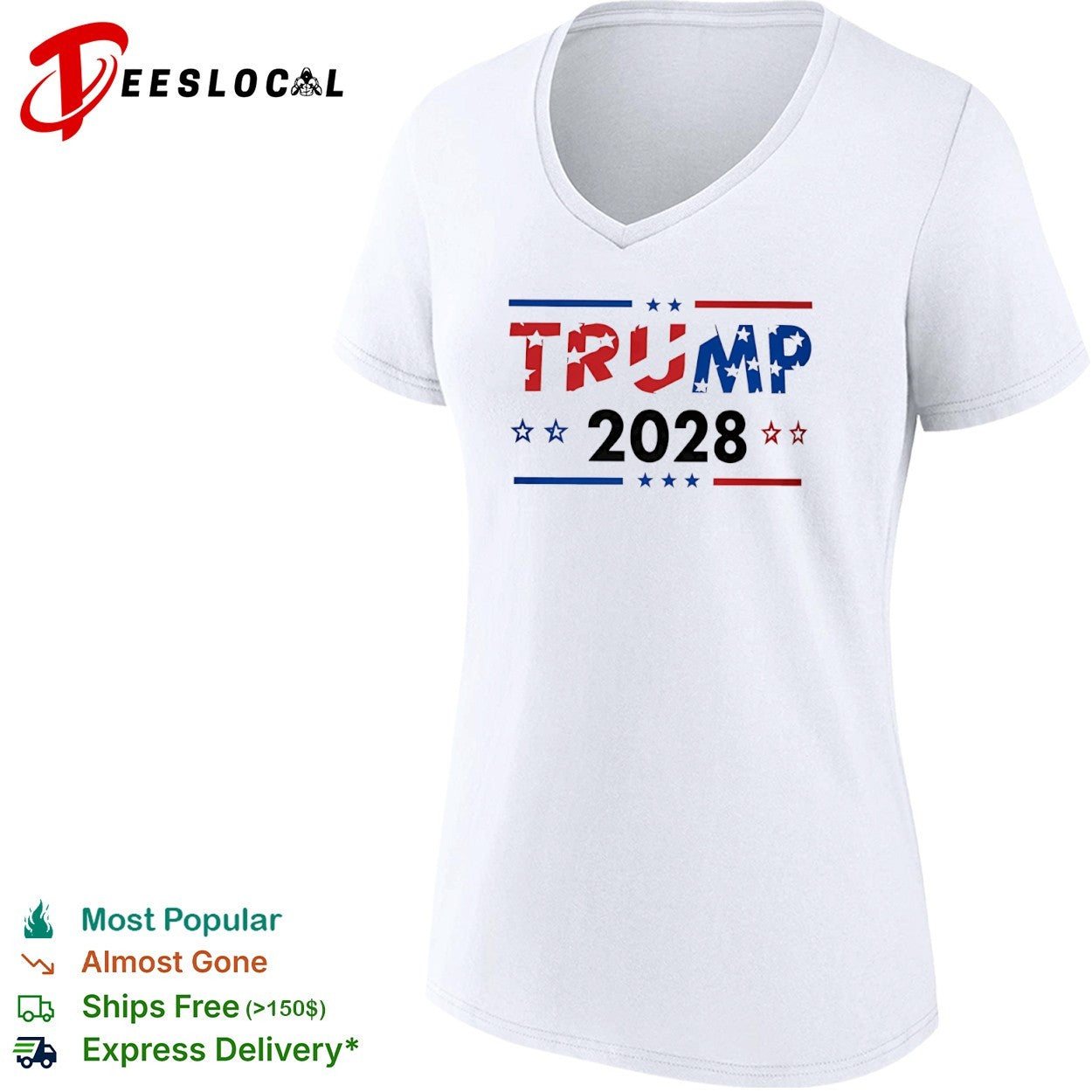 Trump 2028 patriotic stars and stripes shirt