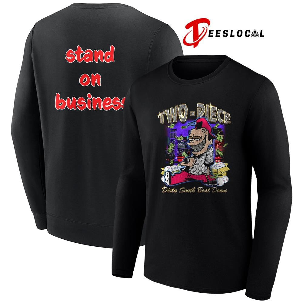 Two Piece dirty south beat down stand on business caricature shirt