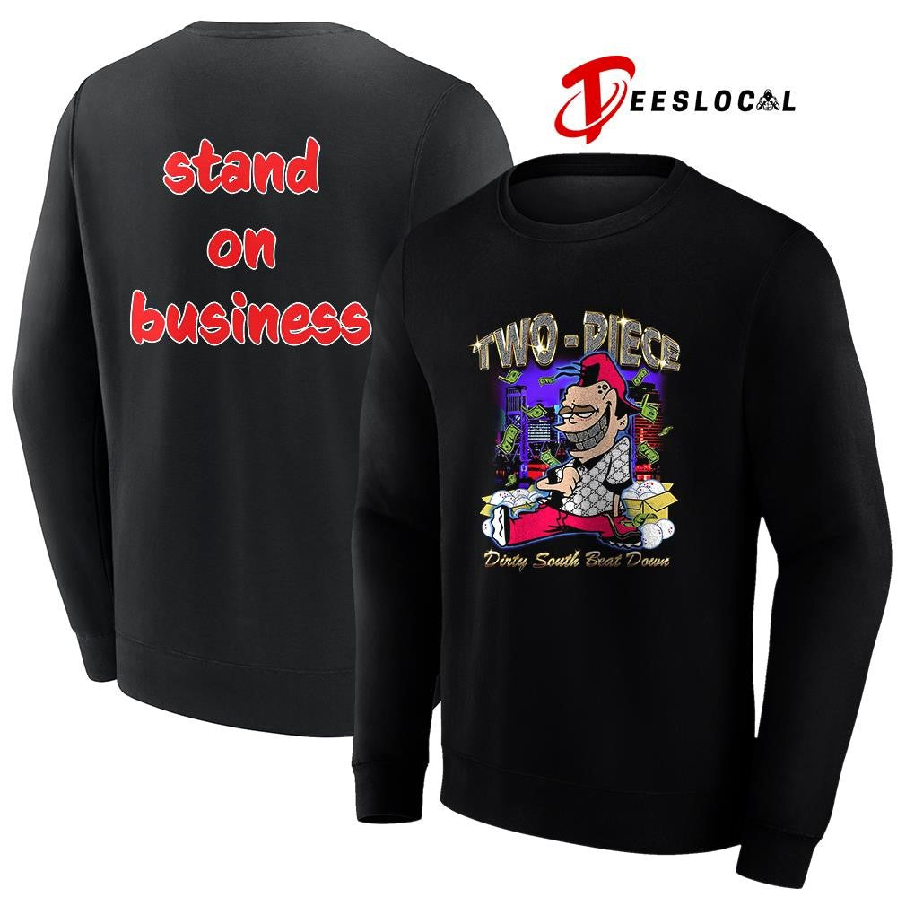 Two Piece dirty south beat down stand on business caricature shirt
