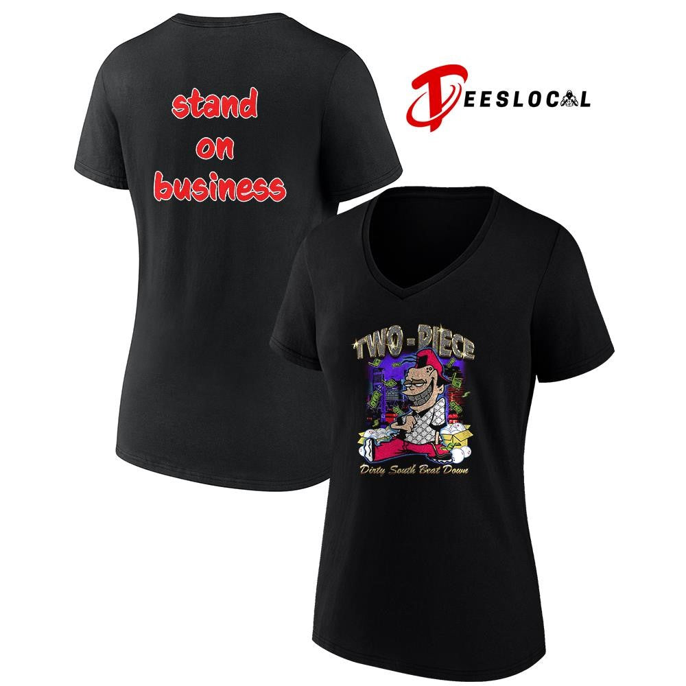 Two Piece dirty south beat down stand on business caricature shirt