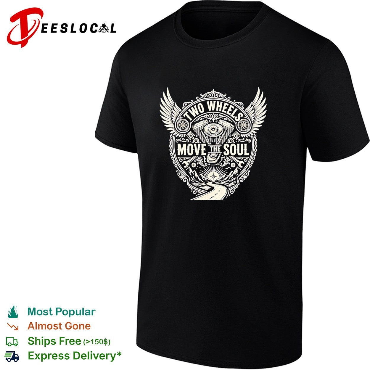 Two Wheels Move the Soul motorcycle biker logo shirt