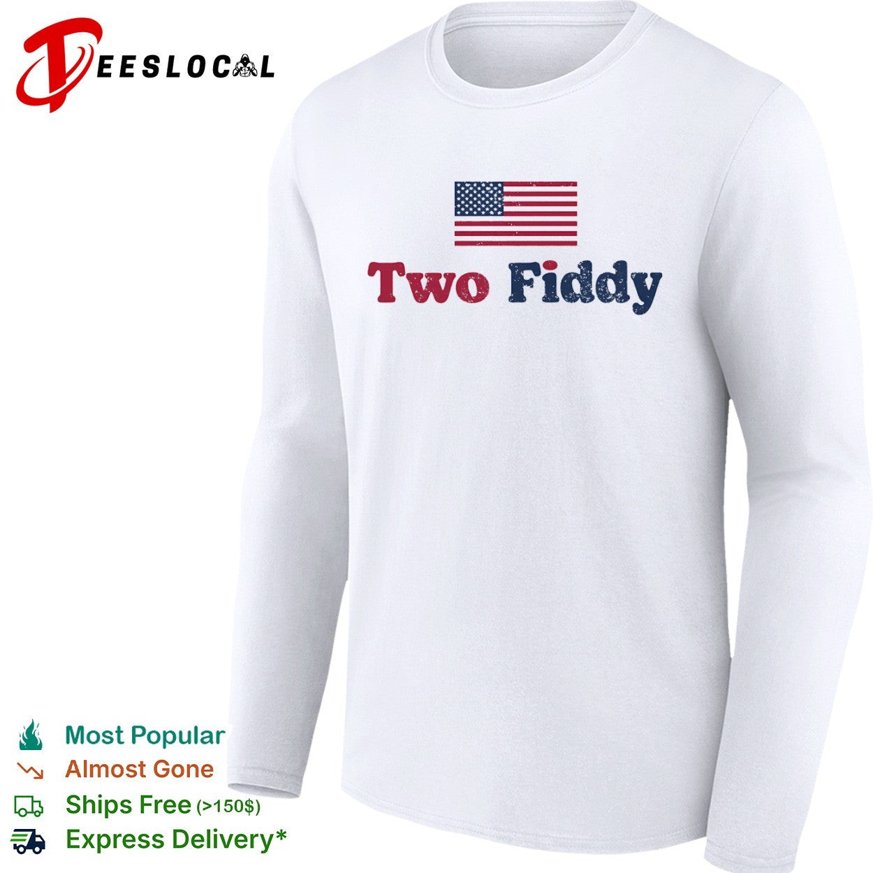 Two fiddy distressed American flag shirt