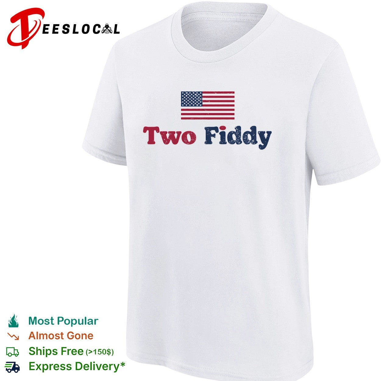 Two fiddy distressed American flag shirt