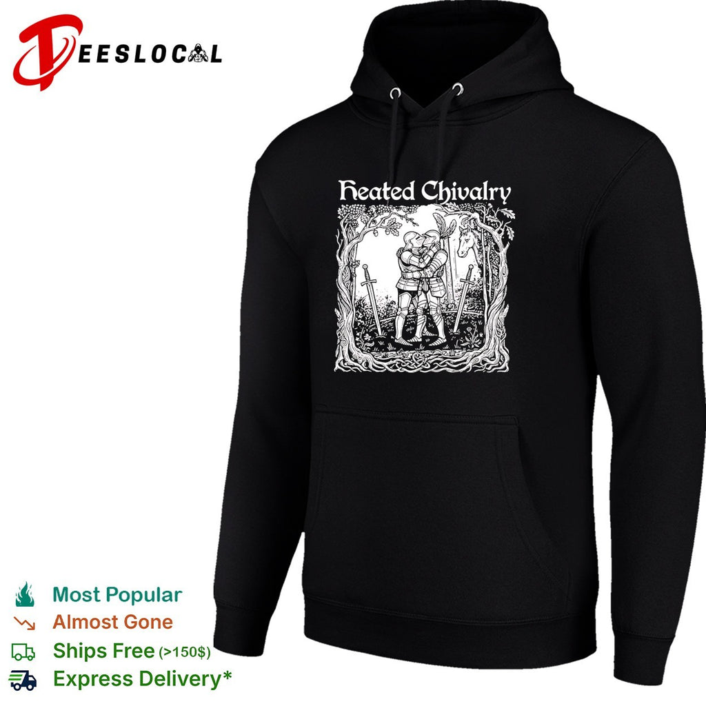 Two knights hugging Heated Chivalry medieval forest shirt