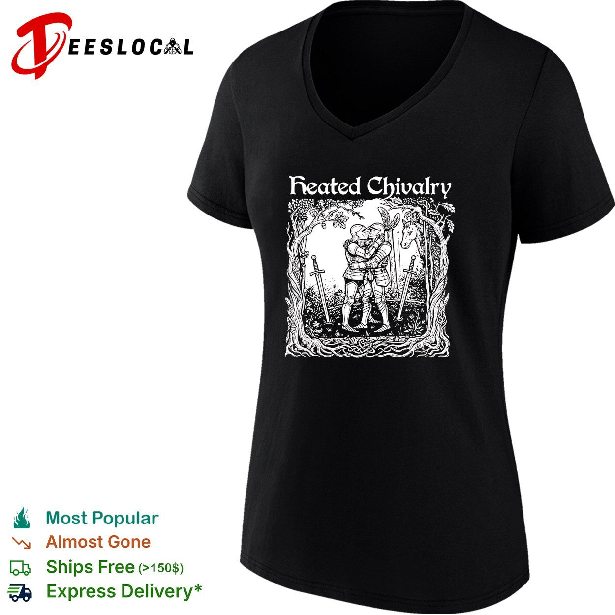 Two knights hugging Heated Chivalry medieval forest shirt