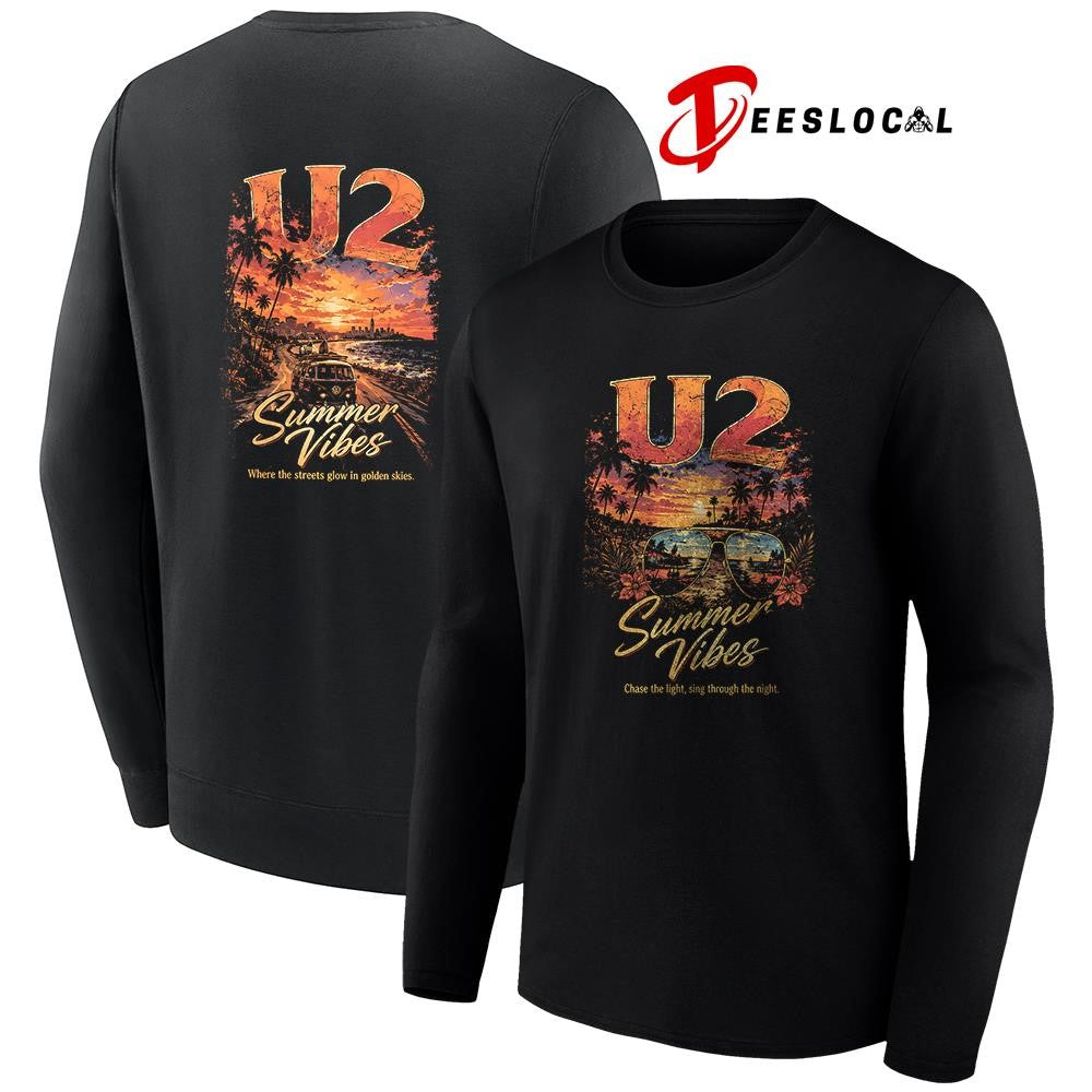 U2 summer vibes chase the light sing through the night graphic shirt