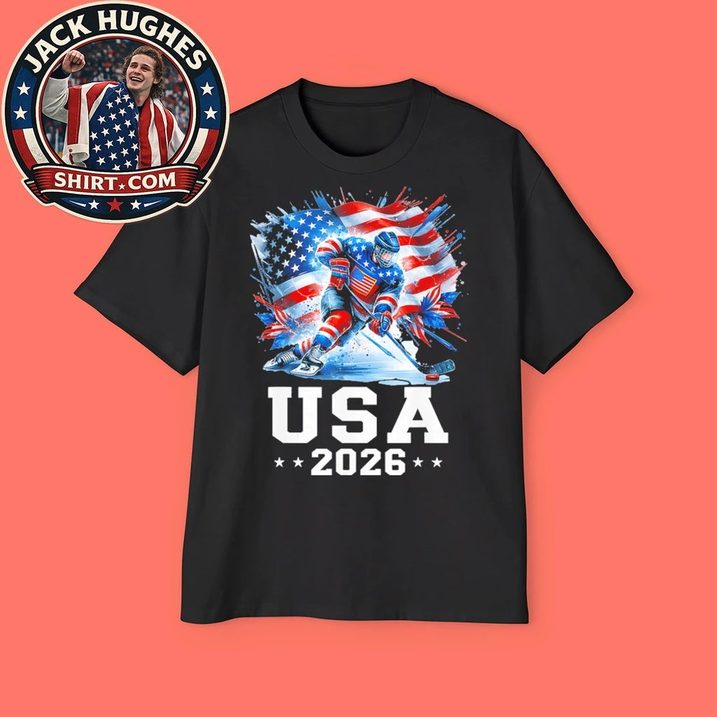 USA 2026 Ice Hockey Patriotic USA Flag Fan Shirt