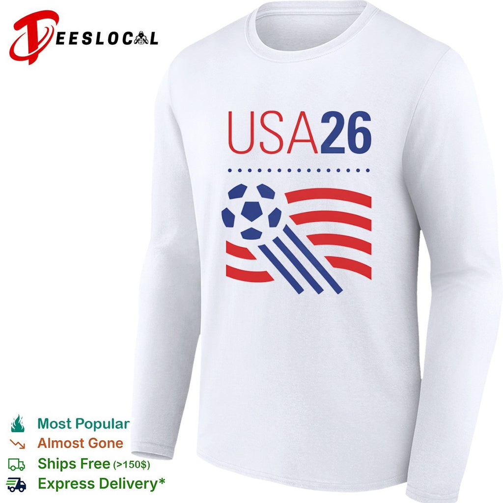 USA 26 Soccer Tournament Patriotic Stripes and Sports Ball shirt