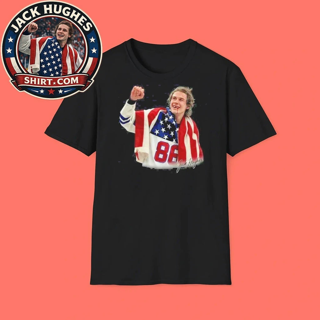 USA Hockey Gold 2026 Jack Hughes Olympic Gold Hockey Fan Tee Shirt