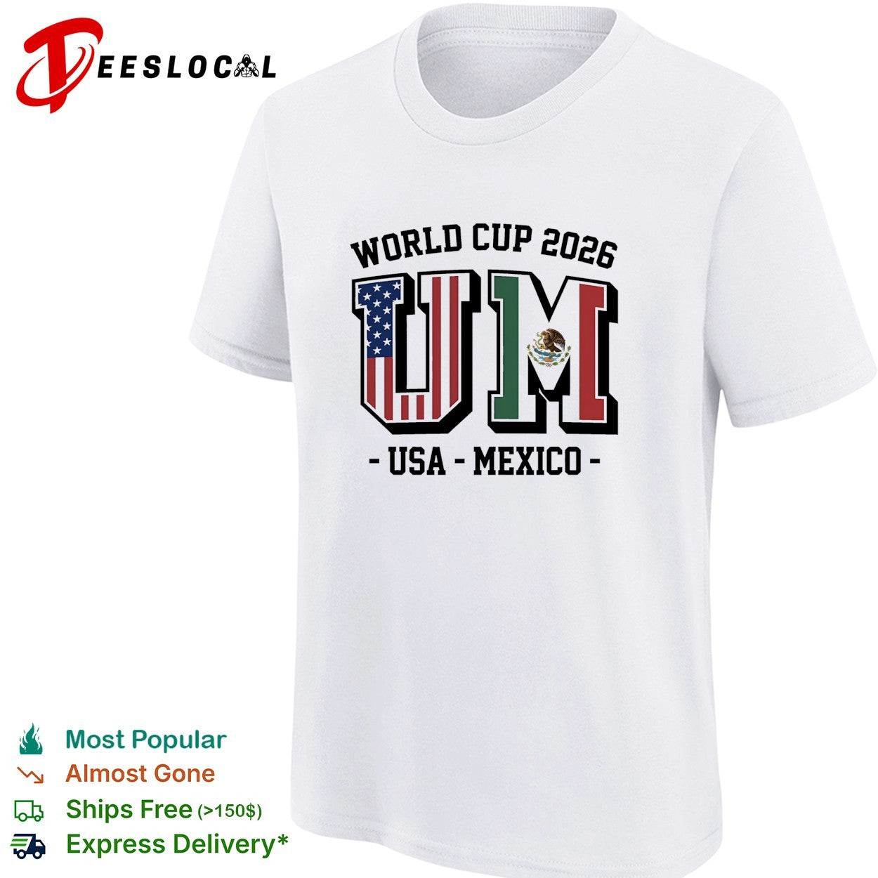 USA Mexico World Cup 2026 UM letter flags shirt