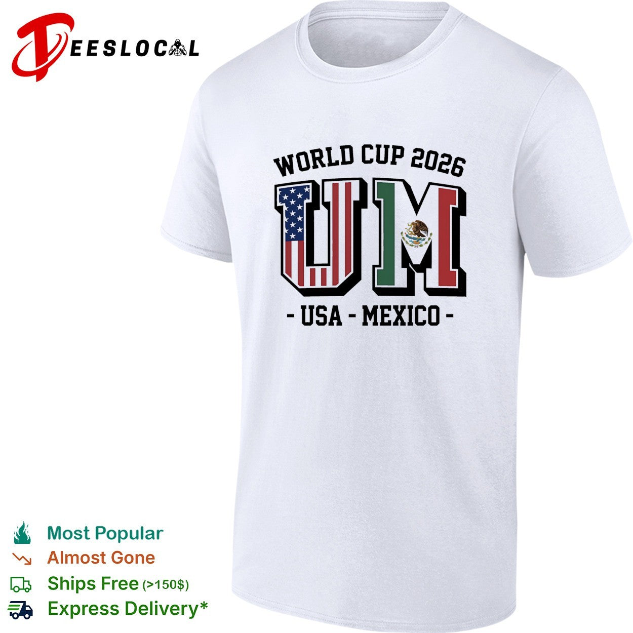 USA Mexico World Cup 2026 UM letter flags shirt
