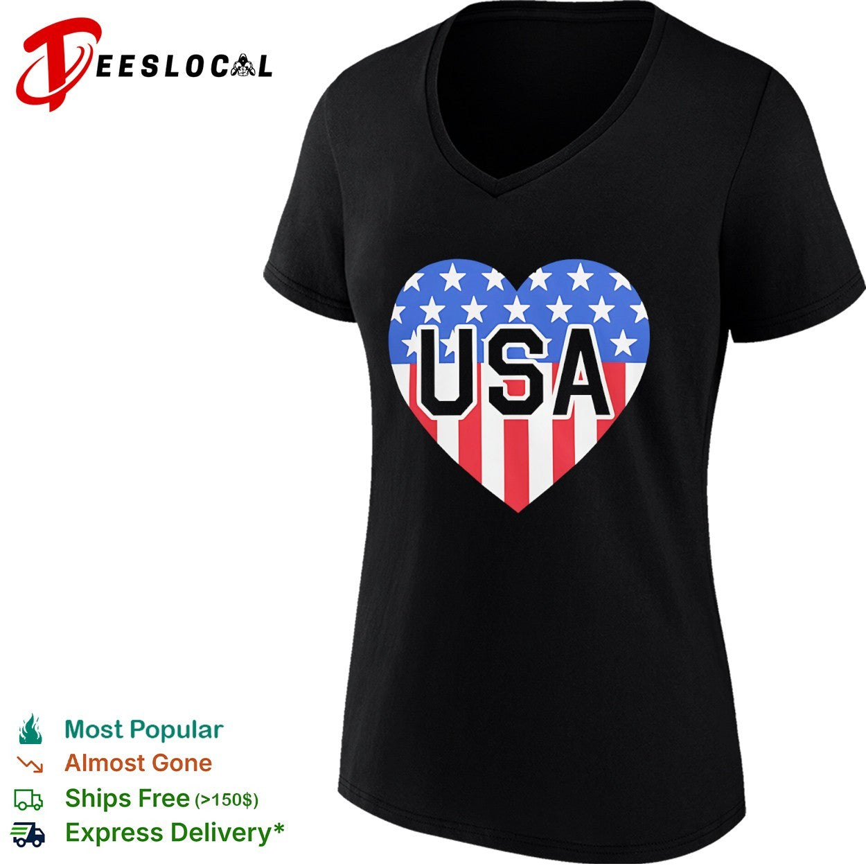 USA heart flag emblem Patriotic shirt