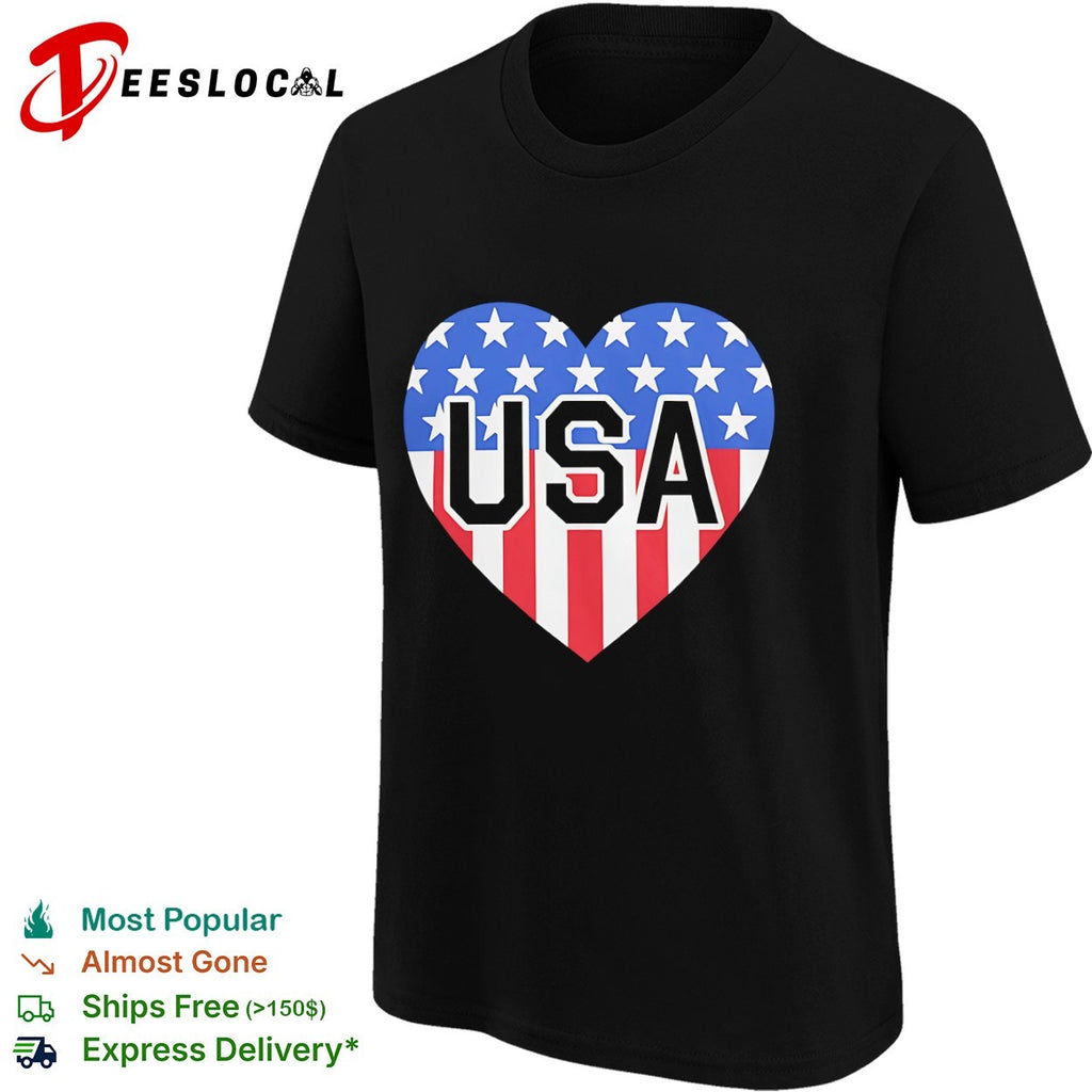USA heart flag emblem Patriotic shirt
