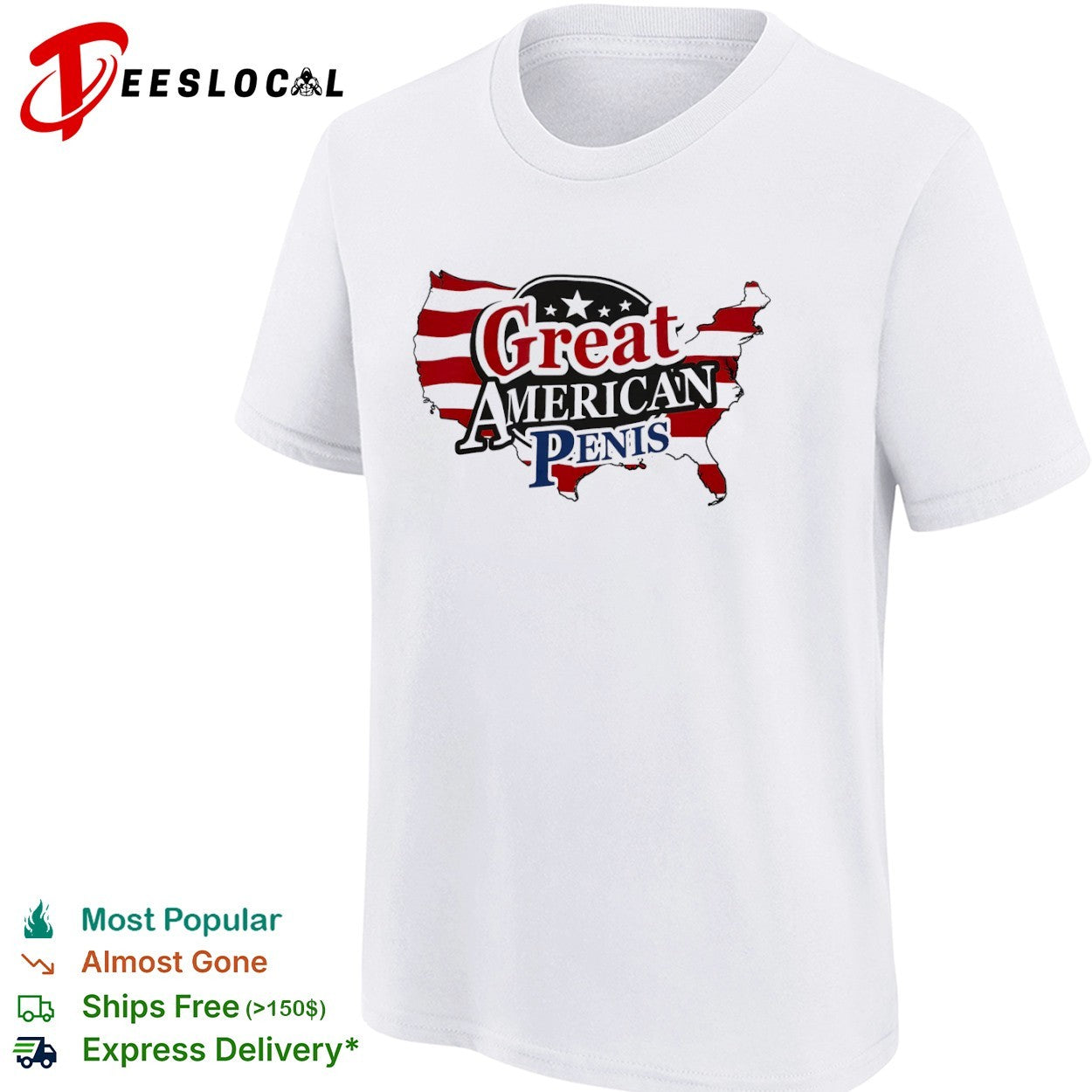 USA map great American penis flag shirt