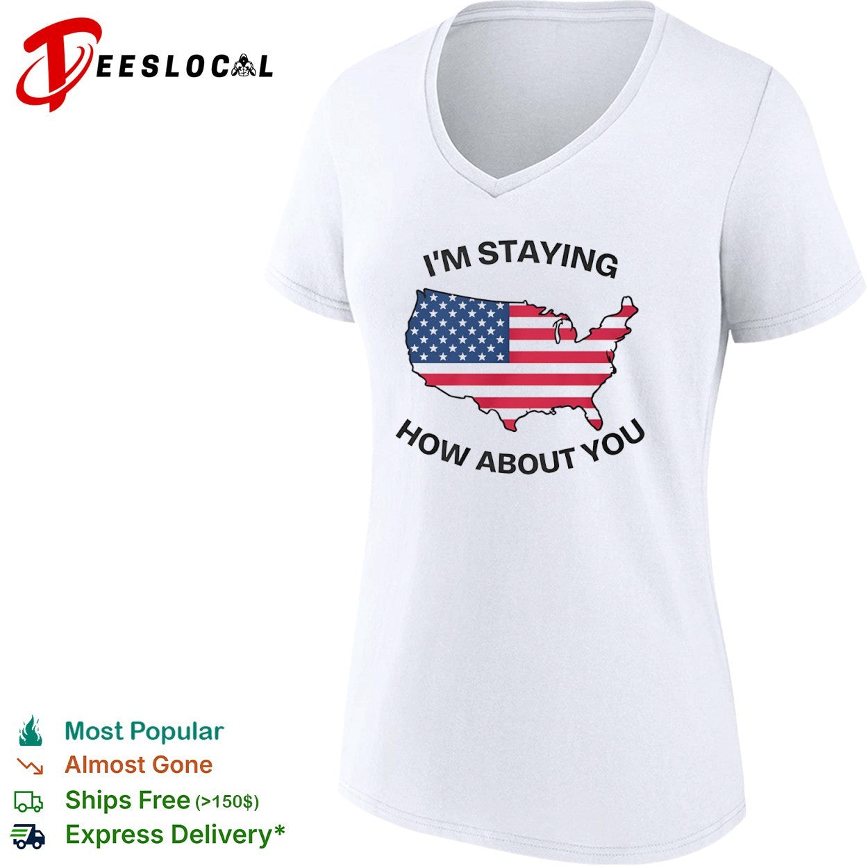USA map im staying how about you shirt