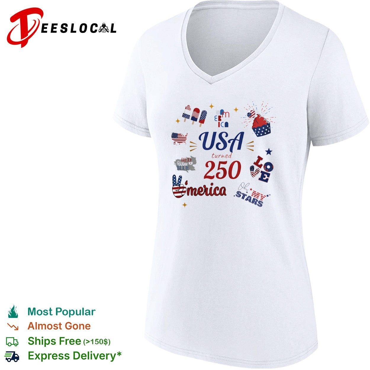 USA turned 250 merica Bed Wine Blue Love Oh my Stars Patriotic Fourth of July shirt