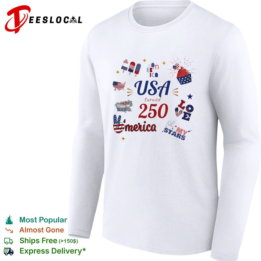 USA turned 250 merica Bed Wine Blue Love Oh my Stars Patriotic Fourth of July shirt