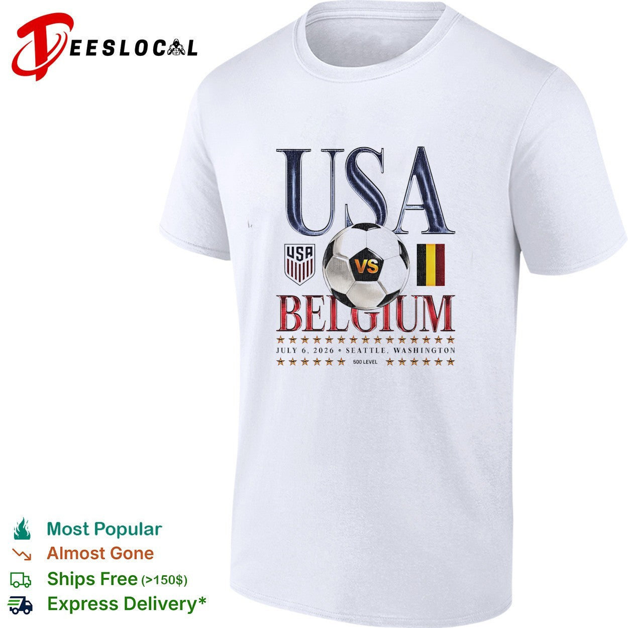 USA vs Belgium July 6 2026 Seattle Washington soccer shirt