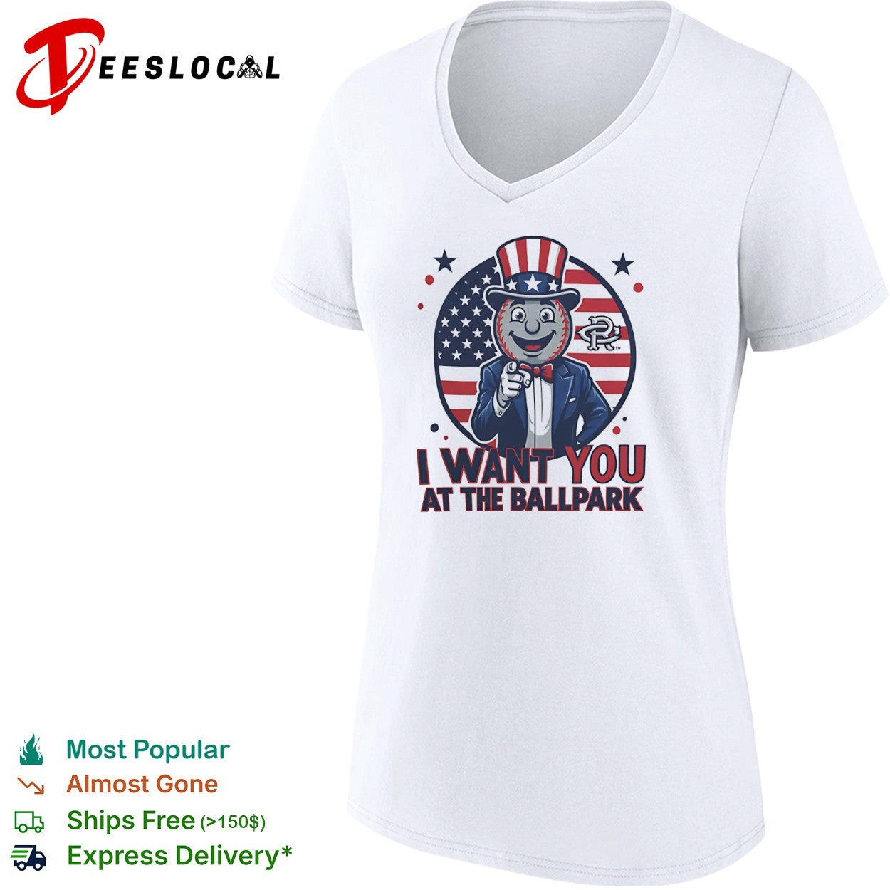 Uncle Sam Baseball I Want You at the Ballpark Round Rock Express Minor League shirt