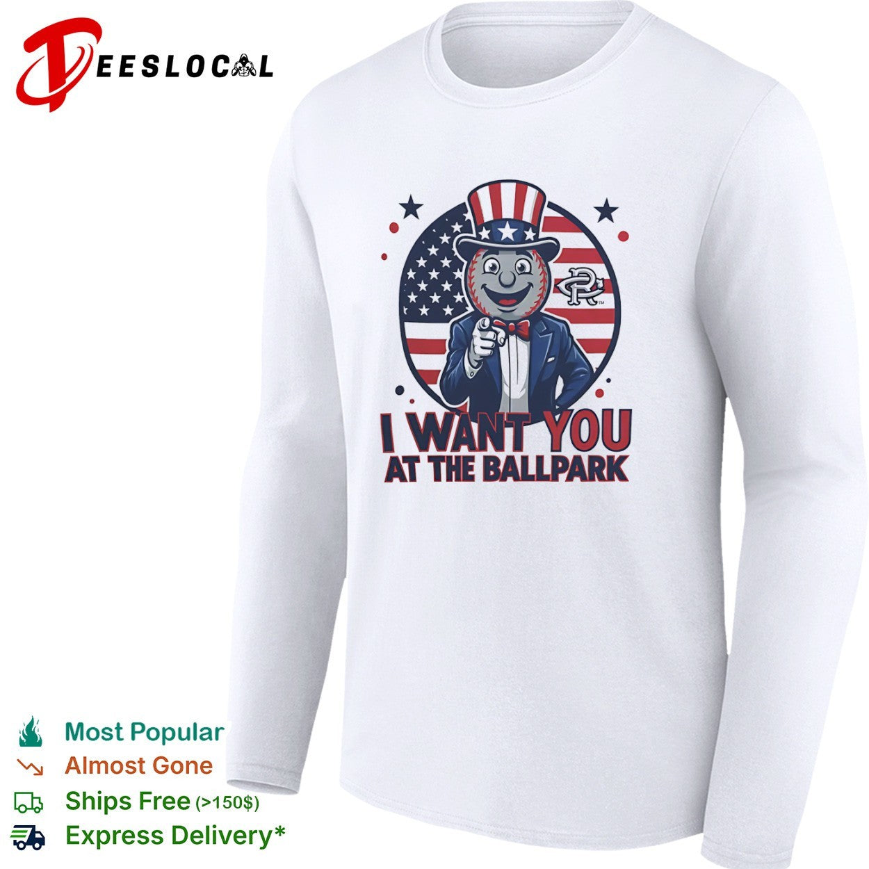 Uncle Sam Baseball I Want You at the Ballpark Round Rock Express Minor League shirt